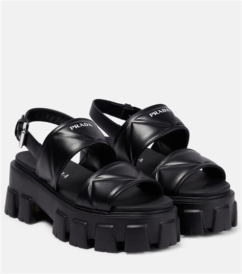 prada sneaker wedges black|designer Prada flat sandals.